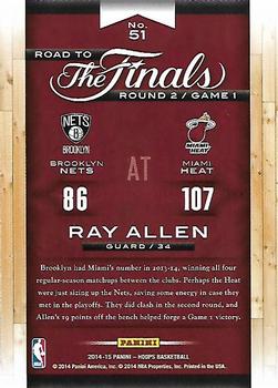 2014-15 Hoops - Road to the Finals #51 Ray Allen Back