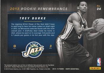 2014-15 Hoops - Rookie Remembrance #24 Trey Burke Back