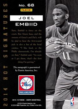 2014-15 Hoops - Red Hot Signatures #68 Joel Embiid Back