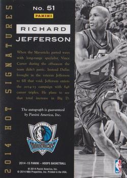 2014-15 Hoops - Red Hot Signatures #51 Richard Jefferson Back