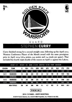 2014-15 Hoops - Gold #9 Stephen Curry Back