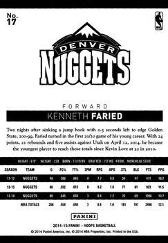 2014-15 Hoops - Gold #17 Kenneth Faried Back