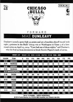 2014-15 Hoops - Gold #45 Mike Dunleavy Jr. Back