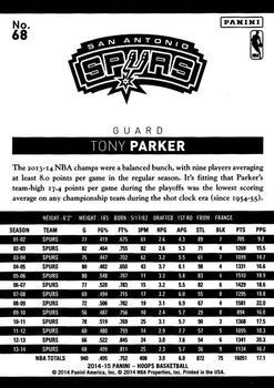 2014-15 Hoops - Gold #68 Tony Parker Back