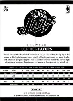 2014-15 Hoops - Gold #70 Derrick Favors Back