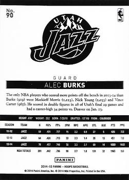2014-15 Hoops - Gold #90 Alec Burks Back