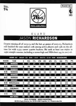 2014-15 Hoops - Gold #94 Jason Richardson Back