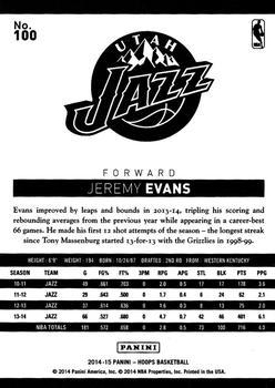 2014-15 Hoops - Gold #100 Jeremy Evans Back