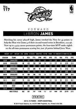 2014-15 Hoops - Gold #117 LeBron James Back