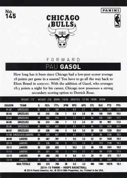 2014-15 Hoops - Gold #145 Pau Gasol Back