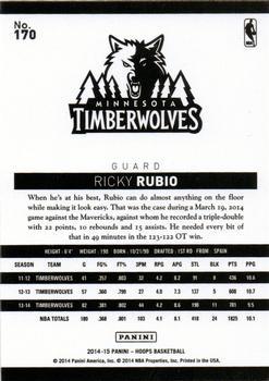 2014-15 Hoops - Gold #170 Ricky Rubio Back
