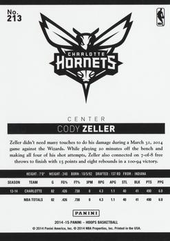 2014-15 Hoops - Gold #213 Cody Zeller Back
