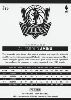 2014-15 Hoops - Gold #219 Al-Farouq Aminu Back