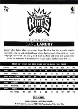 2014-15 Hoops - Green #18 Carl Landry Back