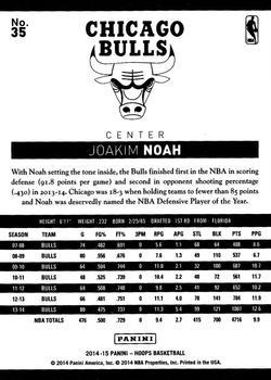 2014-15 Hoops - Green #35 Joakim Noah Back
