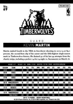2014-15 Hoops - Green #69 Kevin Martin Back