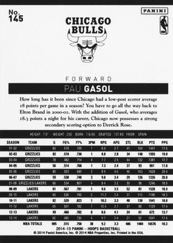 2014-15 Hoops - Green #145 Pau Gasol Back