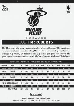 2014-15 Hoops - Green #223 Josh McRoberts Back