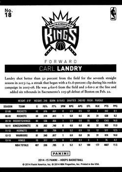 2014-15 Hoops - Silver #18 Carl Landry Back