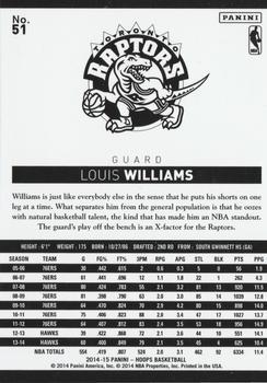 2014-15 Hoops - Silver #51 Louis Williams Back