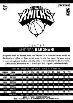 2014-15 Hoops - Silver #52 Andrea Bargnani Back