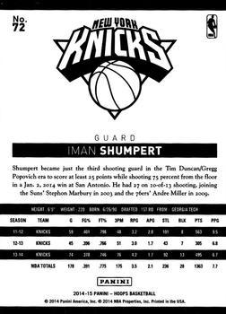 2014-15 Hoops - Silver #72 Iman Shumpert Back