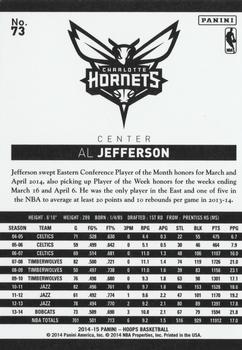 2014-15 Hoops - Silver #73 Al Jefferson Back