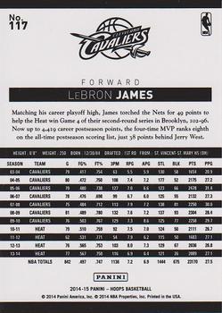 2014-15 Hoops - Silver #117 LeBron James Back