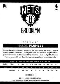 2014-15 Hoops - Artist's Proof #23 Mason Plumlee Back