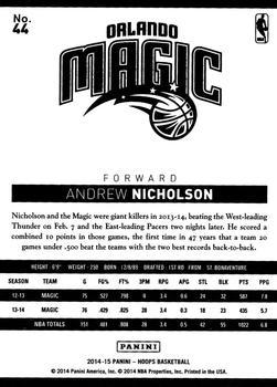 2014-15 Hoops - Artist's Proof #44 Andrew Nicholson Back