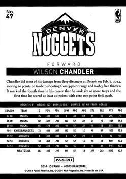 2014-15 Hoops - Artist's Proof #47 Wilson Chandler Back