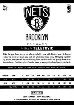2014-15 Hoops - Artist's Proof #63 Mirza Teletovic Back