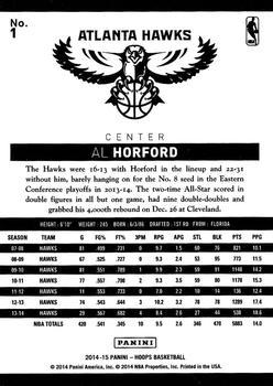 2014-15 Hoops - Red #1 Al Horford Back