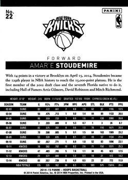 2014-15 Hoops - Red #22 Amar'e Stoudemire Back
