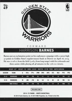 2014-15 Hoops - Red #49 Harrison Barnes Back