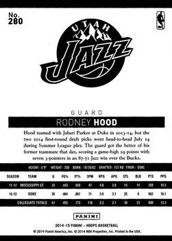 2014-15 Hoops - Red #280 Rodney Hood Back