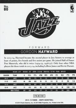 2014-15 Hoops - Blue #80 Gordon Hayward Back