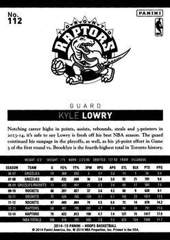 2014-15 Hoops - Blue #112 Kyle Lowry Back