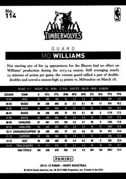 2014-15 Hoops - Blue #114 Mo Williams Back