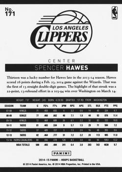 2014-15 Hoops - Blue #171 Spencer Hawes Back