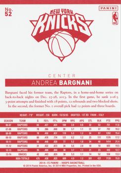 2014-15 Hoops - Red Back #52 Andrea Bargnani Back