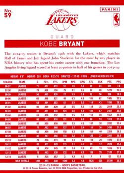 2014-15 Hoops - Red Back #59 Kobe Bryant Back