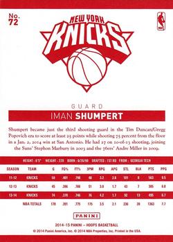 2014-15 Hoops - Red Back #72 Iman Shumpert Back