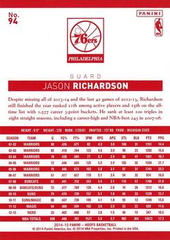 2014-15 Hoops - Red Back #94 Jason Richardson Back