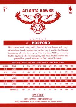 2014-15 Hoops - Red Back #1 Al Horford Back