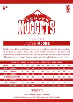 2014-15 Hoops - Red Back #7 JaVale McGee Back
