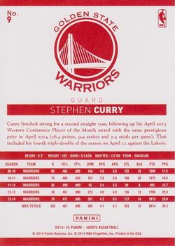 2014-15 Hoops - Red Back #9 Stephen Curry Back