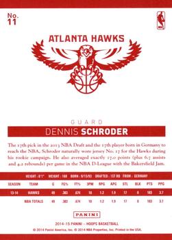 2014-15 Hoops - Red Back #11 Dennis Schroder Back