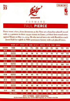 2014-15 Hoops - Red Back #33 Paul Pierce Back
