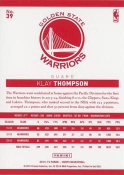 2014-15 Hoops - Red Back #39 Klay Thompson Back